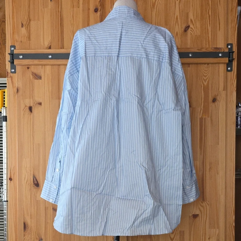 NWT FOR LOVE AND LEMONS TAMREN BLUE STRIPE BUTTON UP SHIRT TOP #4 SIZE S - Picture 5 of 7